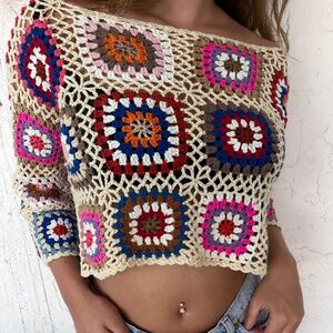 MORA GIRLS crochet colorful top!